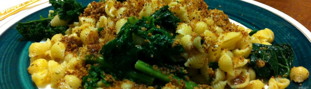 Kale Pasta with Breadcrumbs, kale pasta, kale and pasta, kale, pasta, Italian, olive oil, sage-infused olive oil