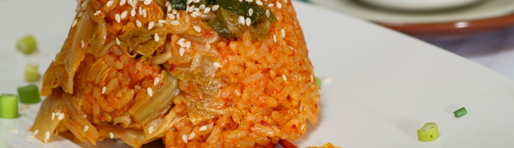 Kimchi Fried Rice Topped with Sesame Seeds