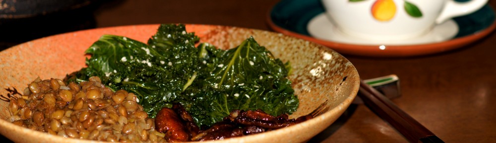 Canal House Lentils, Teriyaki Shiitake Mushrooms, and Kale with Sesame Oil