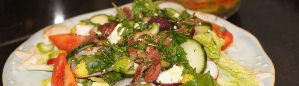 Greek Salad with Oil and Vinegar Dressing