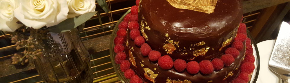 Chocolate Raspberry Truffle Cake with Edible Gold Leaf